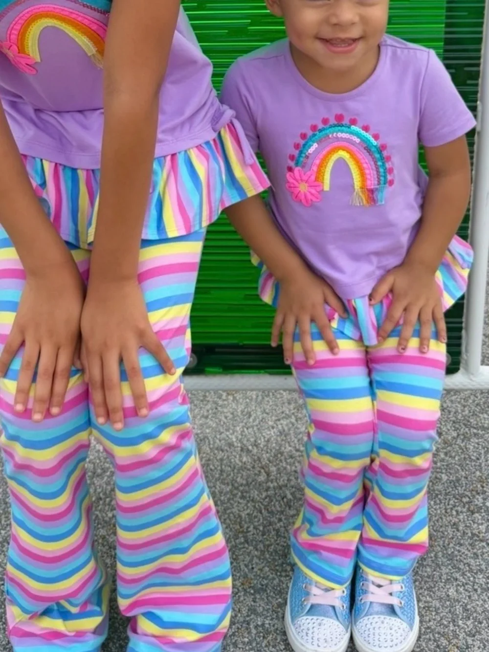 Counting Daisies Purple Rainbow Matching Outfit Set Ruffle Flare Pant Toddler 2T